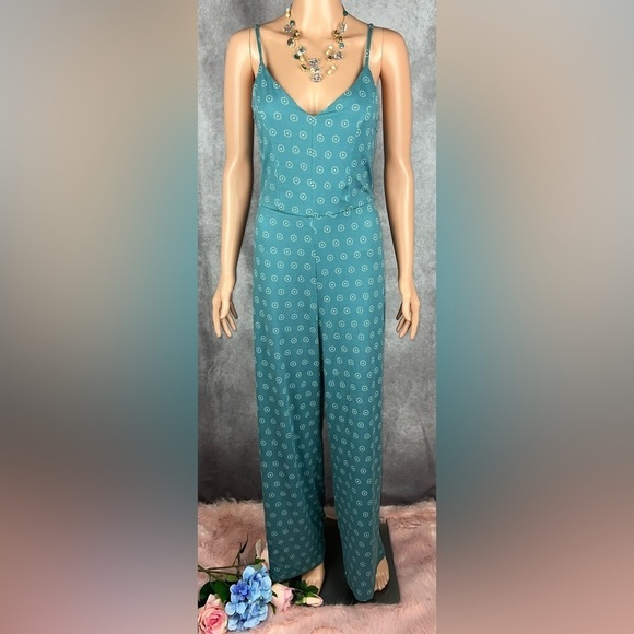 Davina Pants - Teal Green Knit Jumpsuit w/Strappy Back Sz L By Davina NWOT